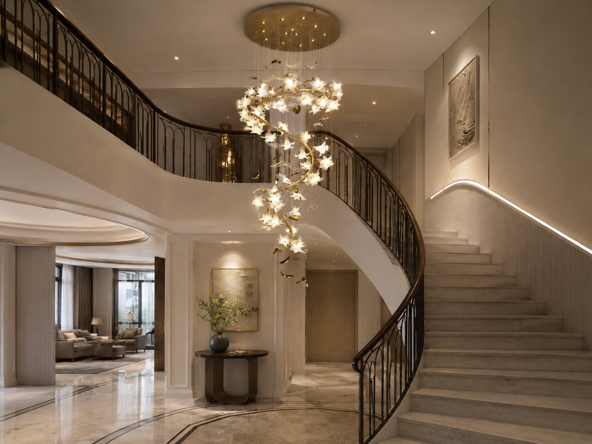 Spiral Staircase Chandelier Guide: Shape, Drop Length, and Room Fit