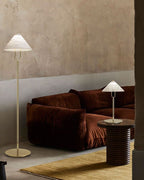 Fuji Aluminum Golden Rod LED Cone Alabaster High Floor Lamp H 55"