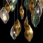 Gold Green Pod Rain Chandelier