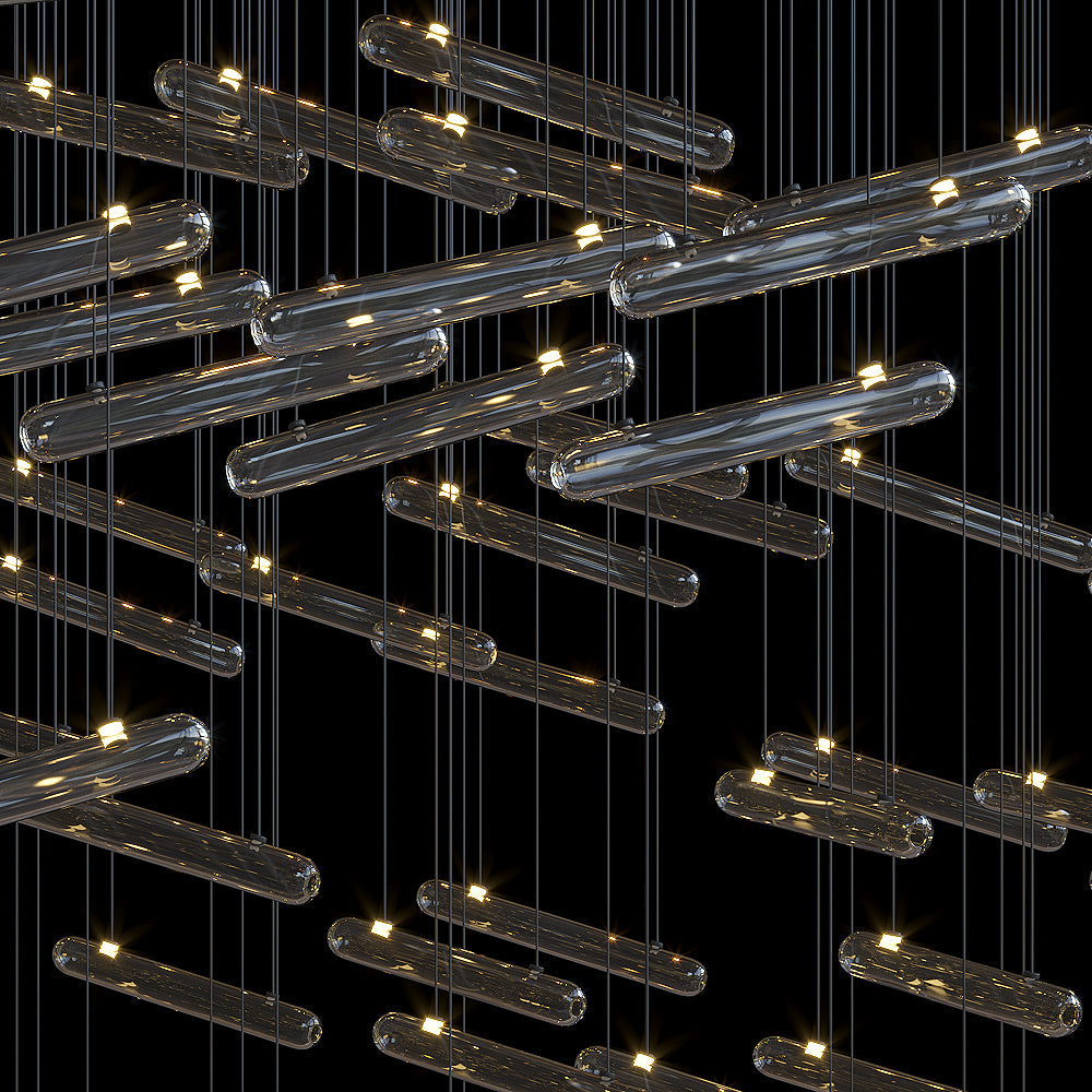 Linear Glass Rod Scatter Chandelier