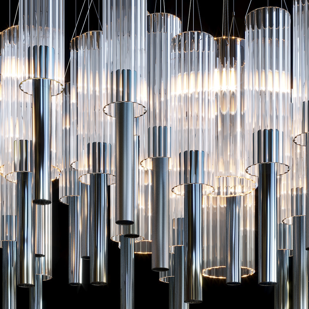 Frosted Tube Tower Chandelier