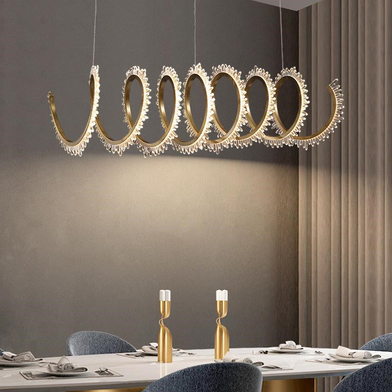 Rorie Modern Rock Crystal Spiral Chandelier, Island Chandelier by Bling Lighting Studio