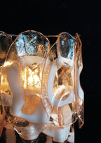 Murano Wall Lamp | 10 Pink Crostoli Glass | Set of 2