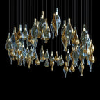 Blue Amber Glass Pod Cluster Chandelier