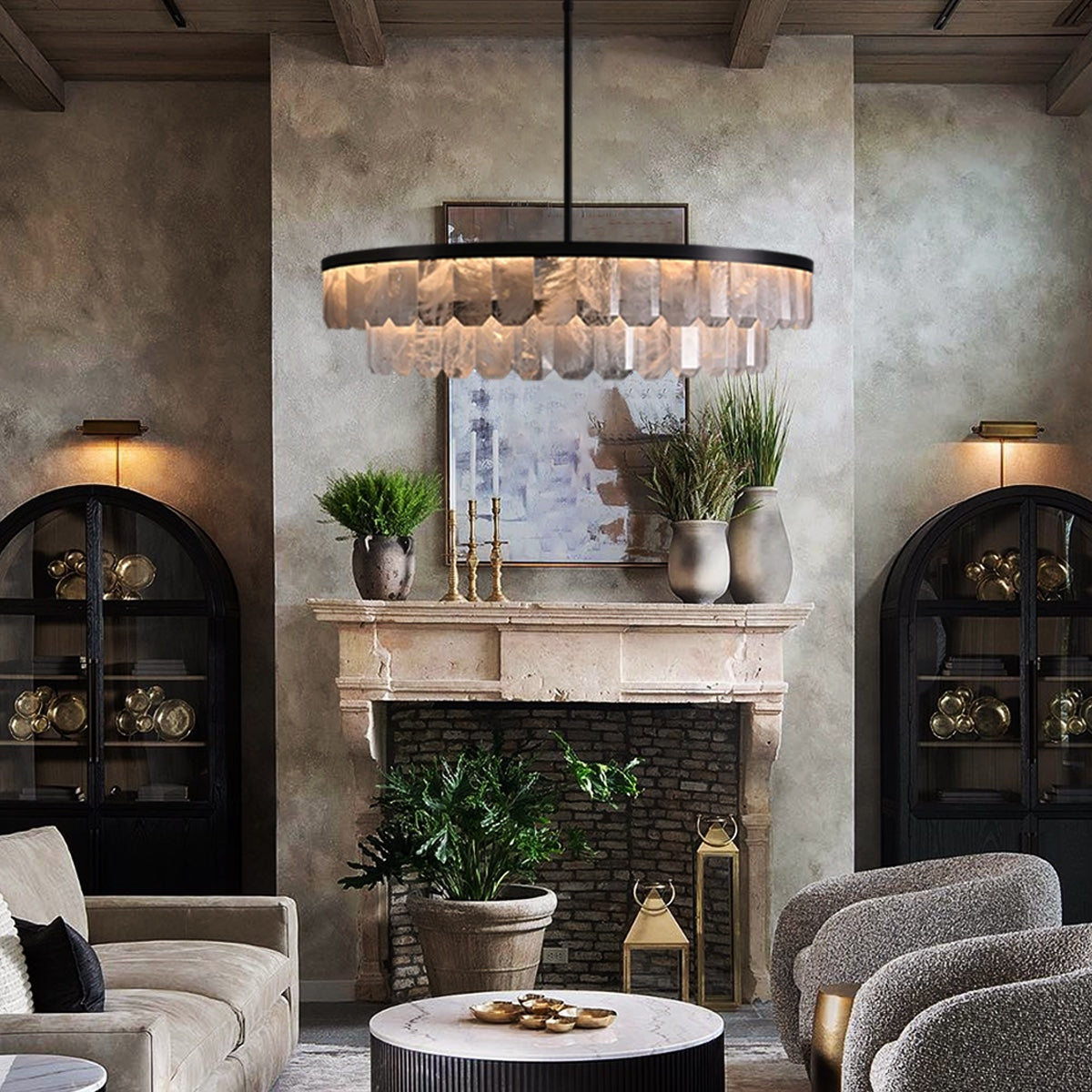 Rolantis Double Rock Crystal Chandelier by Bling Lighting Studio