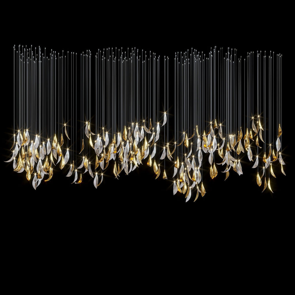 Gold Silver Leaf Rain Chandelier
