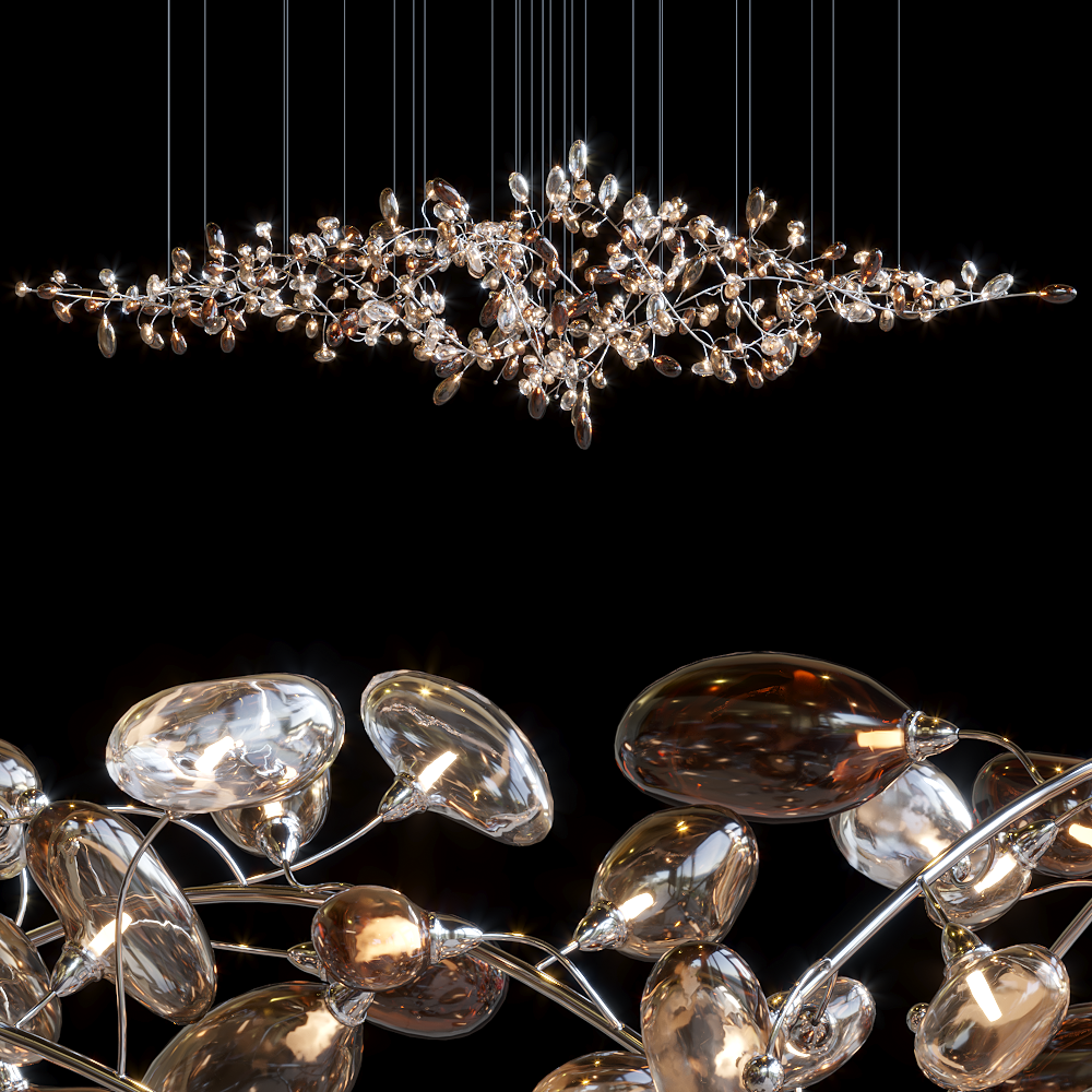 Silver Ribbon Rain Chandelier