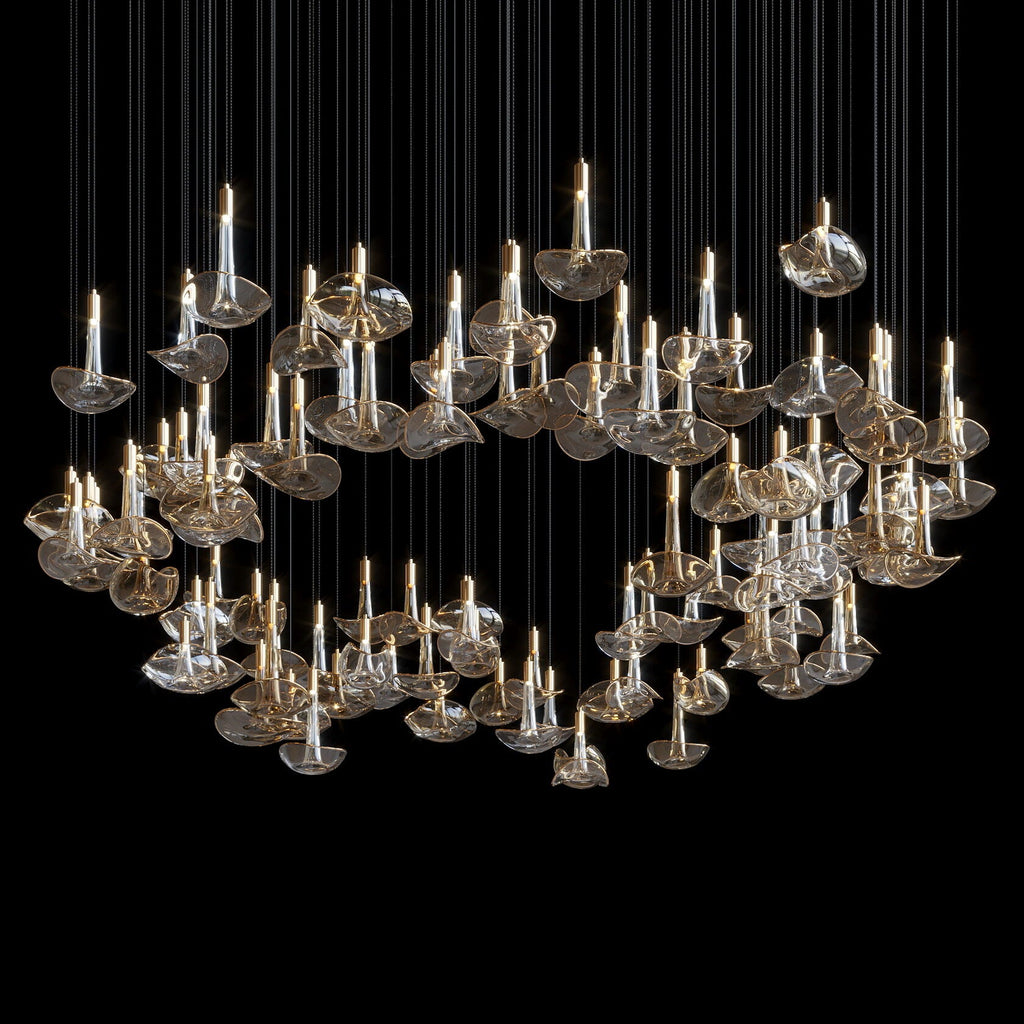Smoke Glass Bell Cluster Chandelier