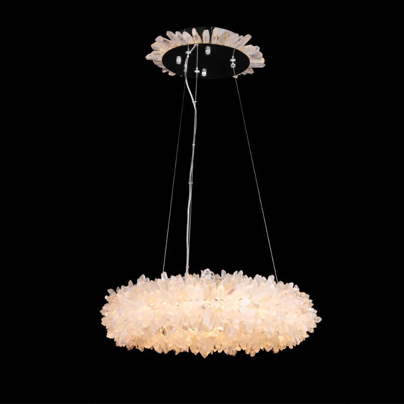 Premium 24-47 Inch Round Clear Geode Quartz Crystal Ring Pendant Light Modern Chandelier for Living Room product image