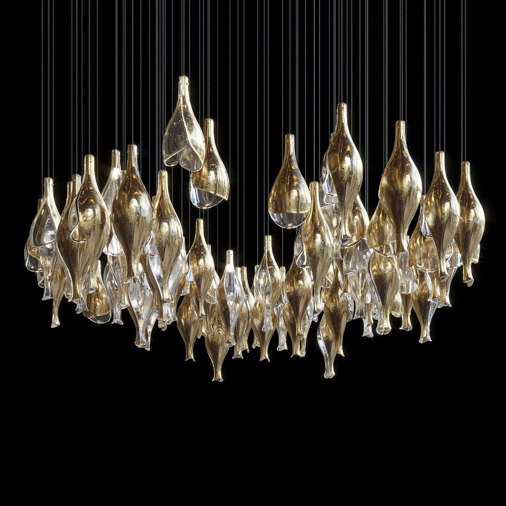 Silver Glass Pod Cascade Chandelier