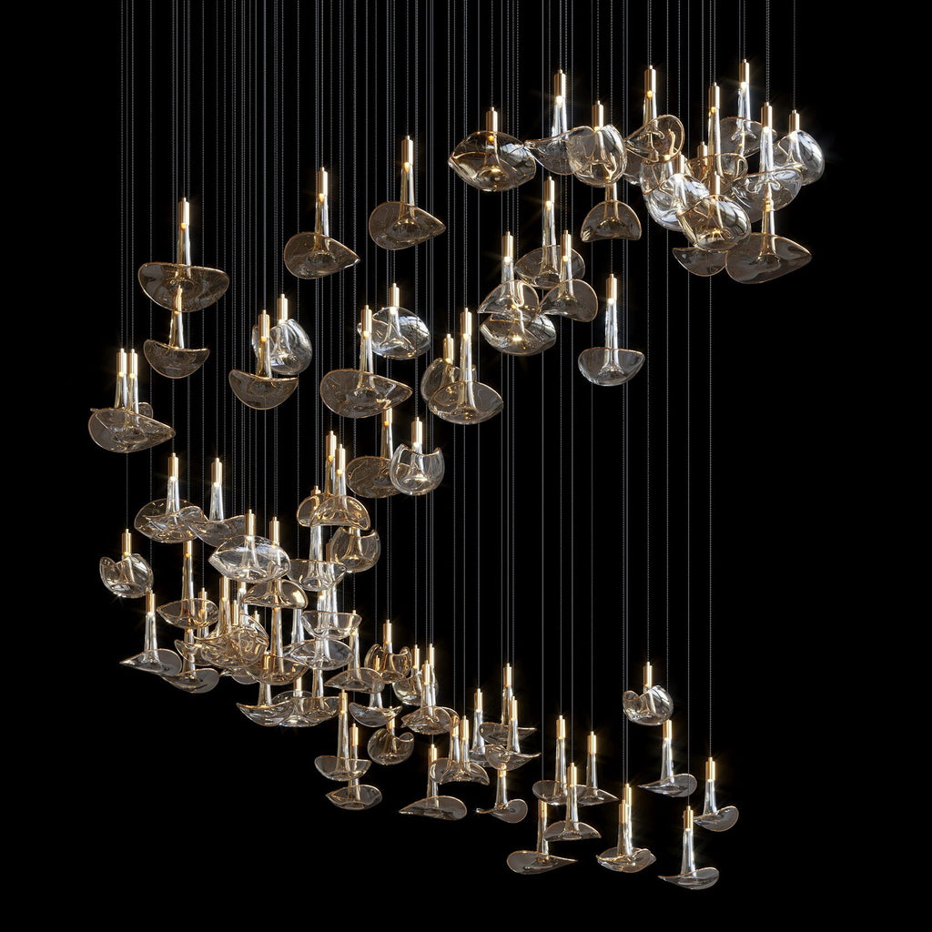 Smoke Glass Bell Cluster Chandelier
