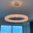 Premium 24-47 Inch Round Clear Geode Quartz Crystal Ring Pendant Light Modern Chandelier for Living Room product image