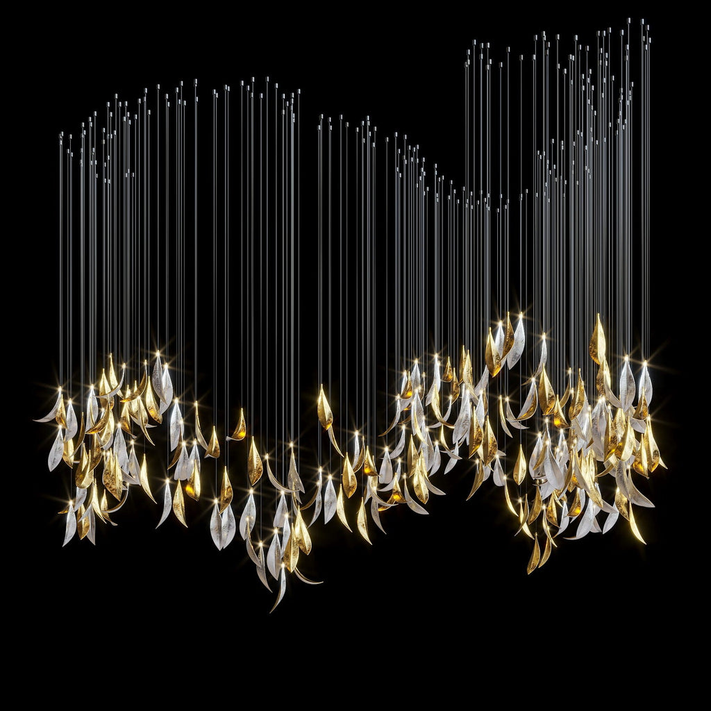 Gold Silver Leaf Rain Chandelier