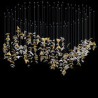 Gold Crystal Bird Flock Chandelier