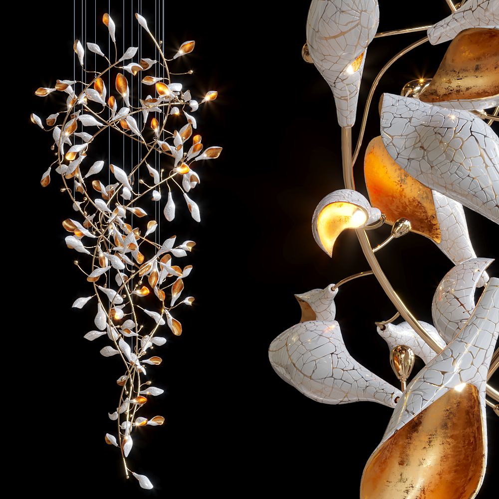 White Vine Blossom Chandelier