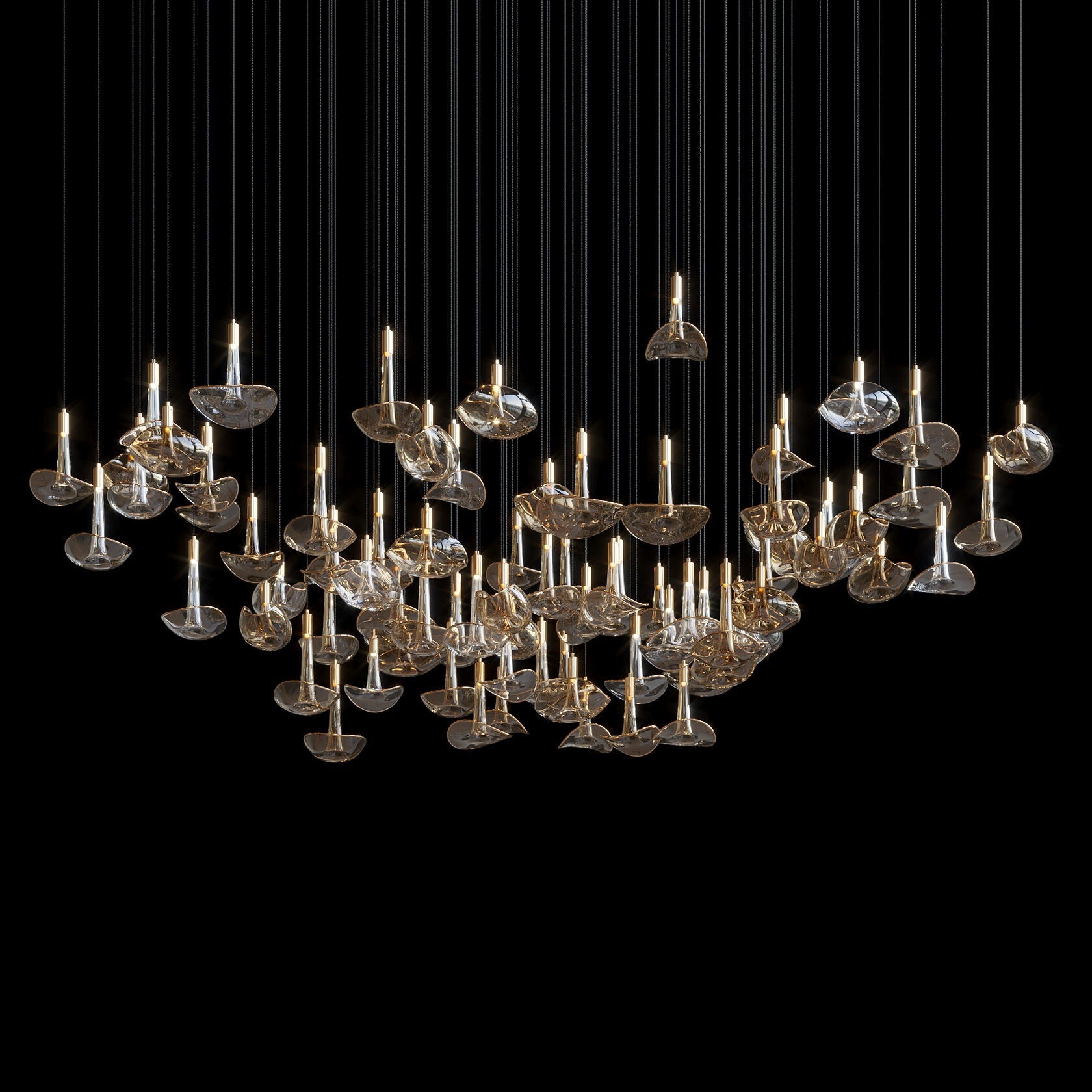 Smoke Glass Bell Cluster Chandelier