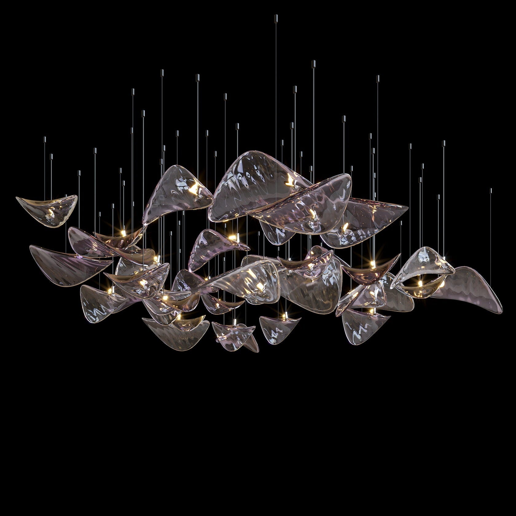 Smoke Manta Cluster Chandelier