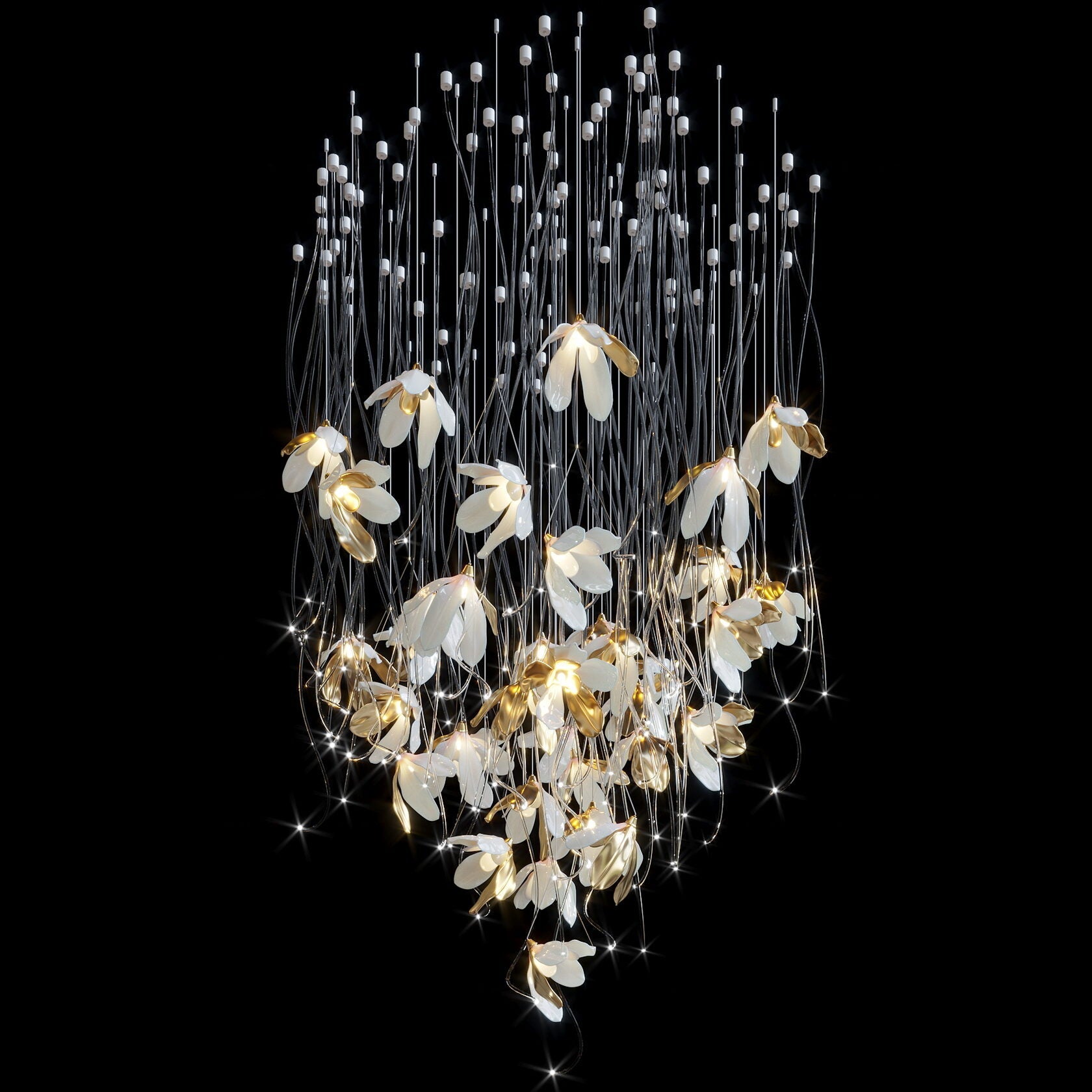 White Gold Daisy Field Chandelier