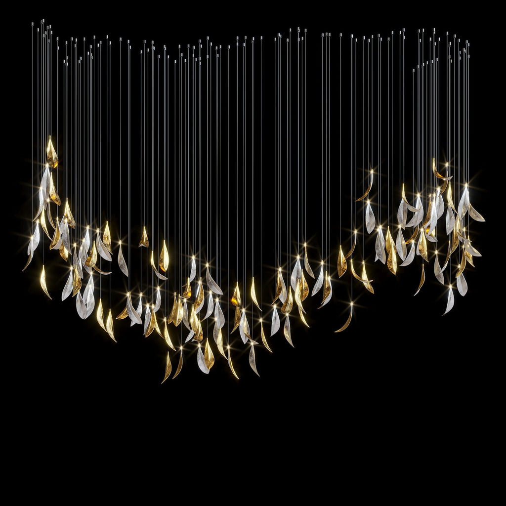 Gold Silver Leaf Rain Chandelier