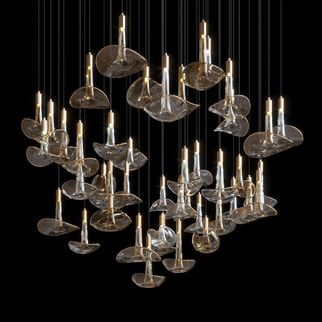Smoke Glass Bell Cluster Chandelier