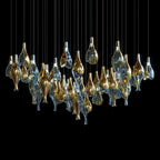 Blue Amber Glass Pod Cluster Chandelier