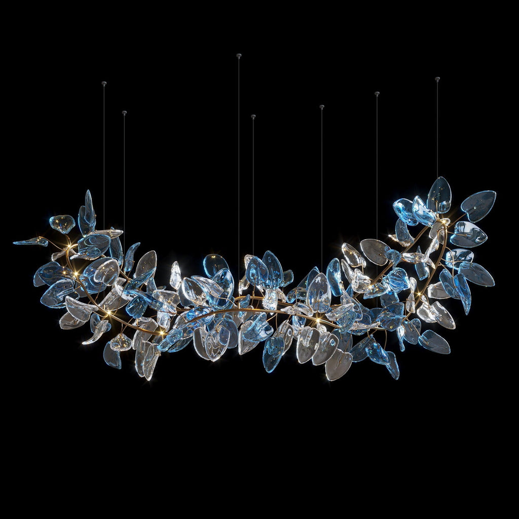 Aqua Glass Petal Branch Chandelier