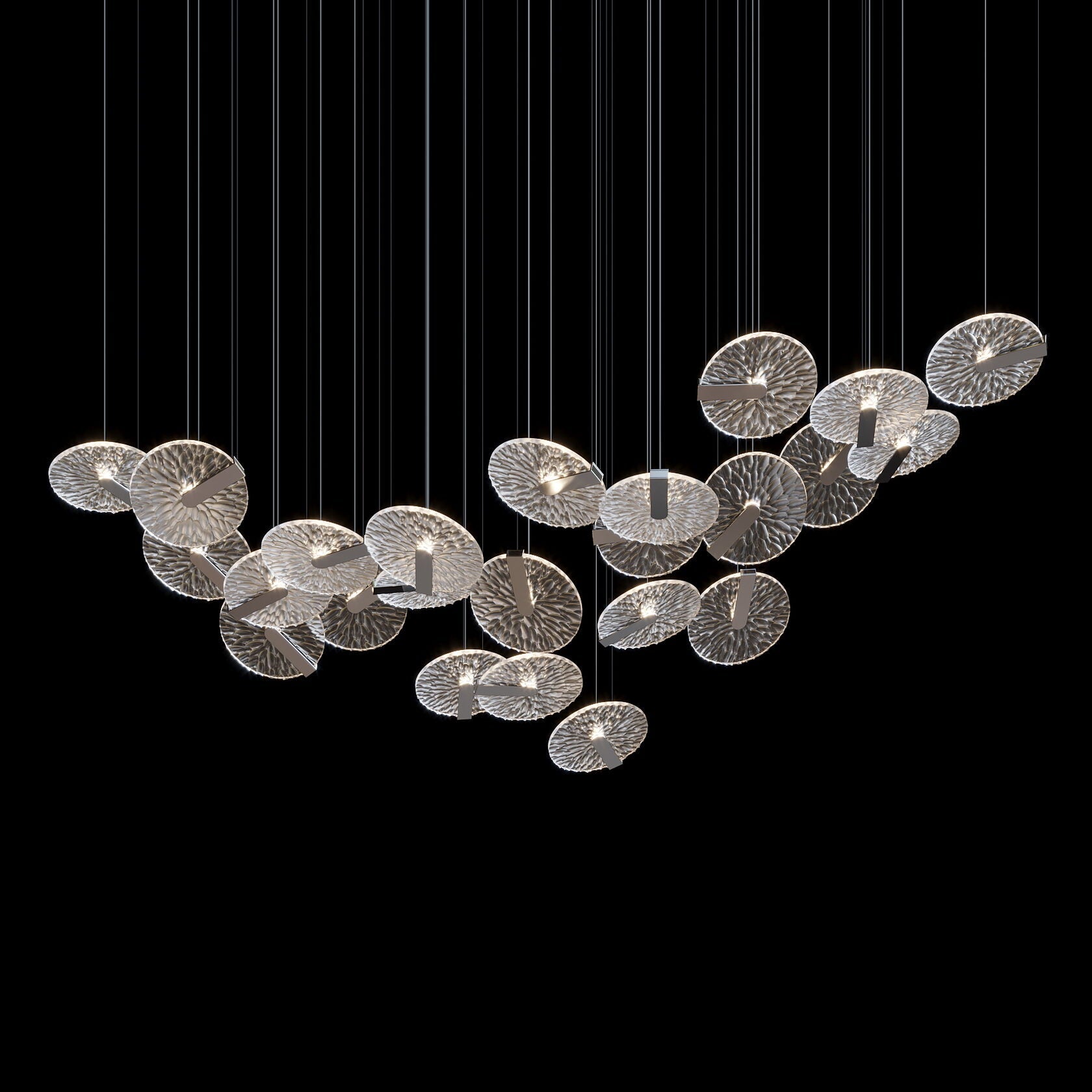Silver Disc Halo Chandelier