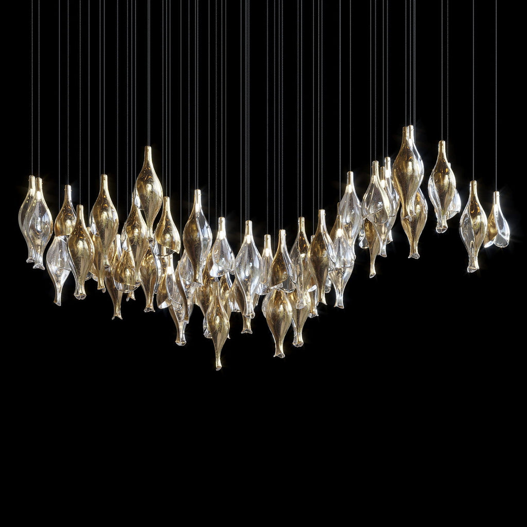 Silver Glass Pod Cascade Chandelier
