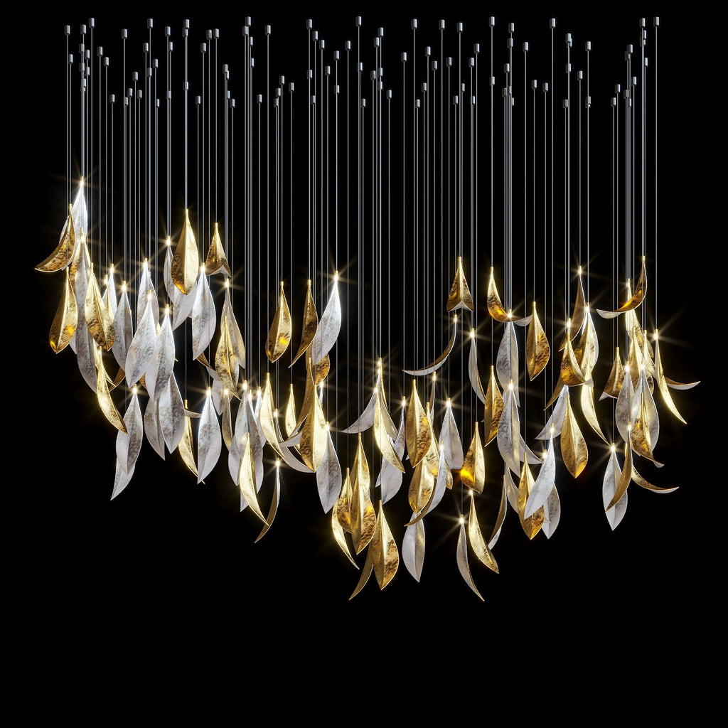 Gold Silver Leaf Rain Chandelier