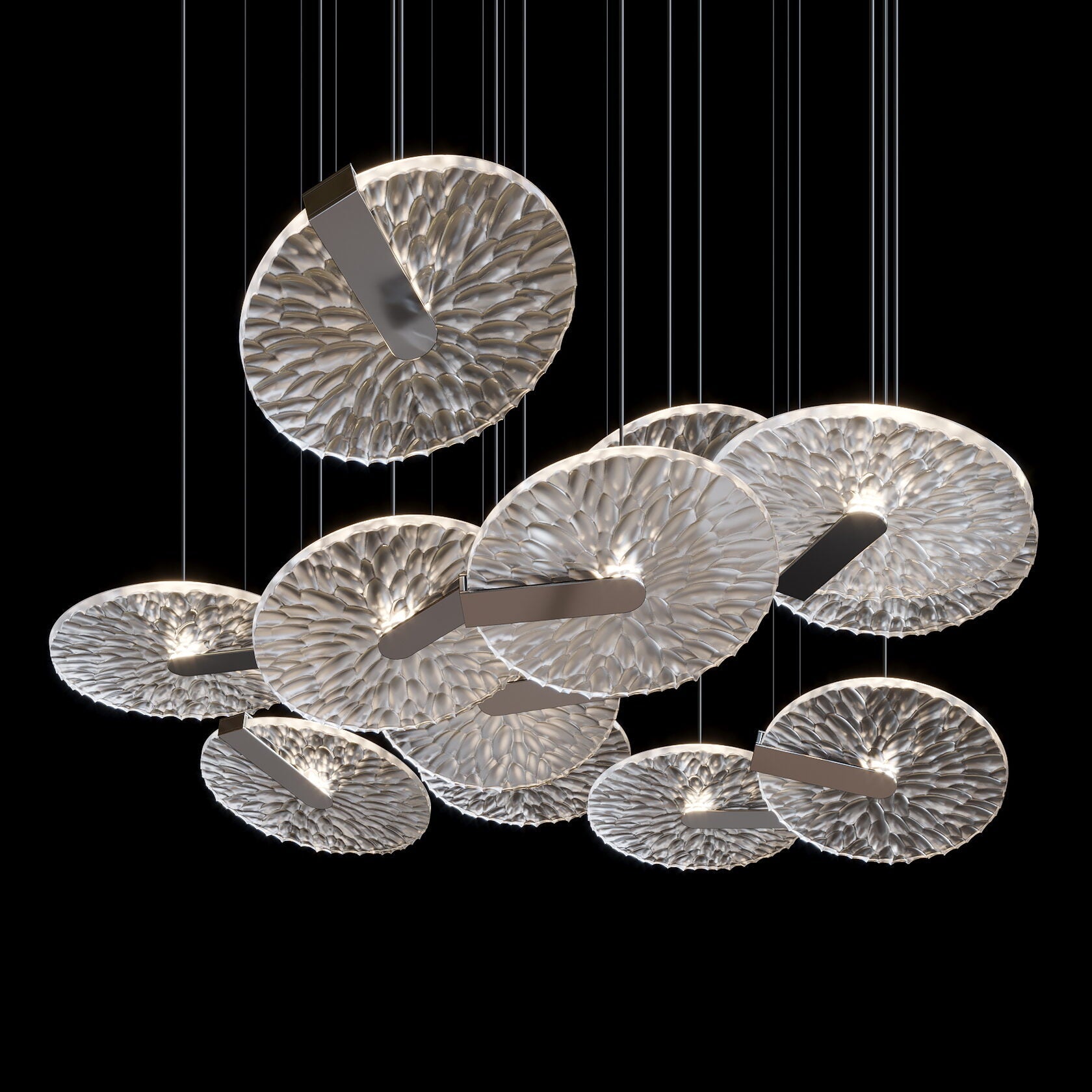Silver Disc Halo Chandelier