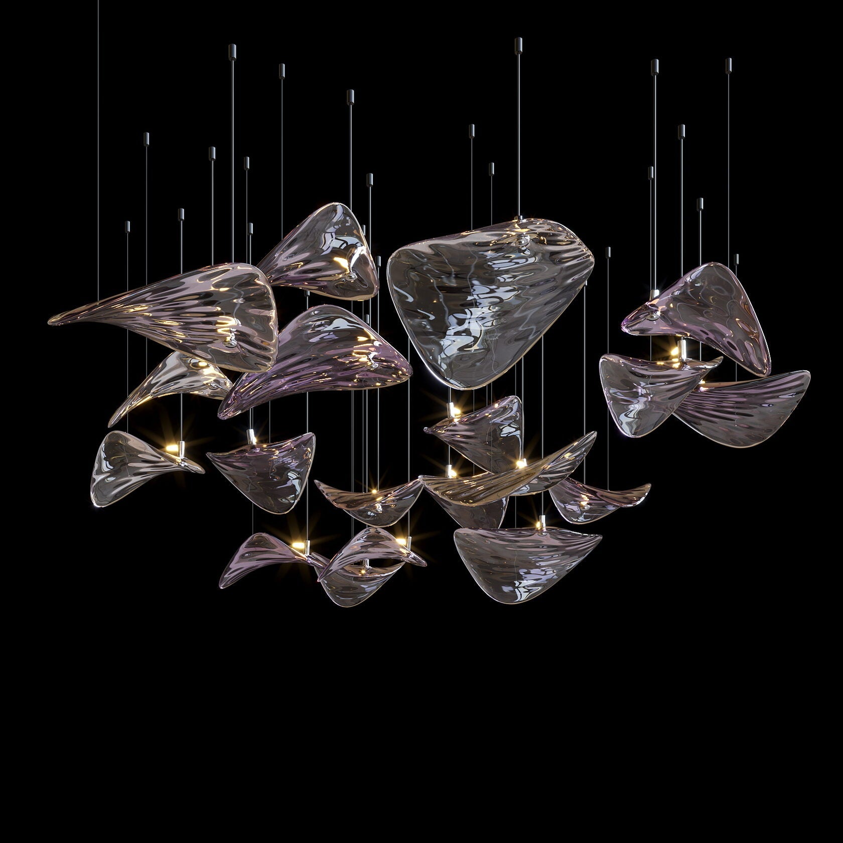 Smoke Manta Cluster Chandelier