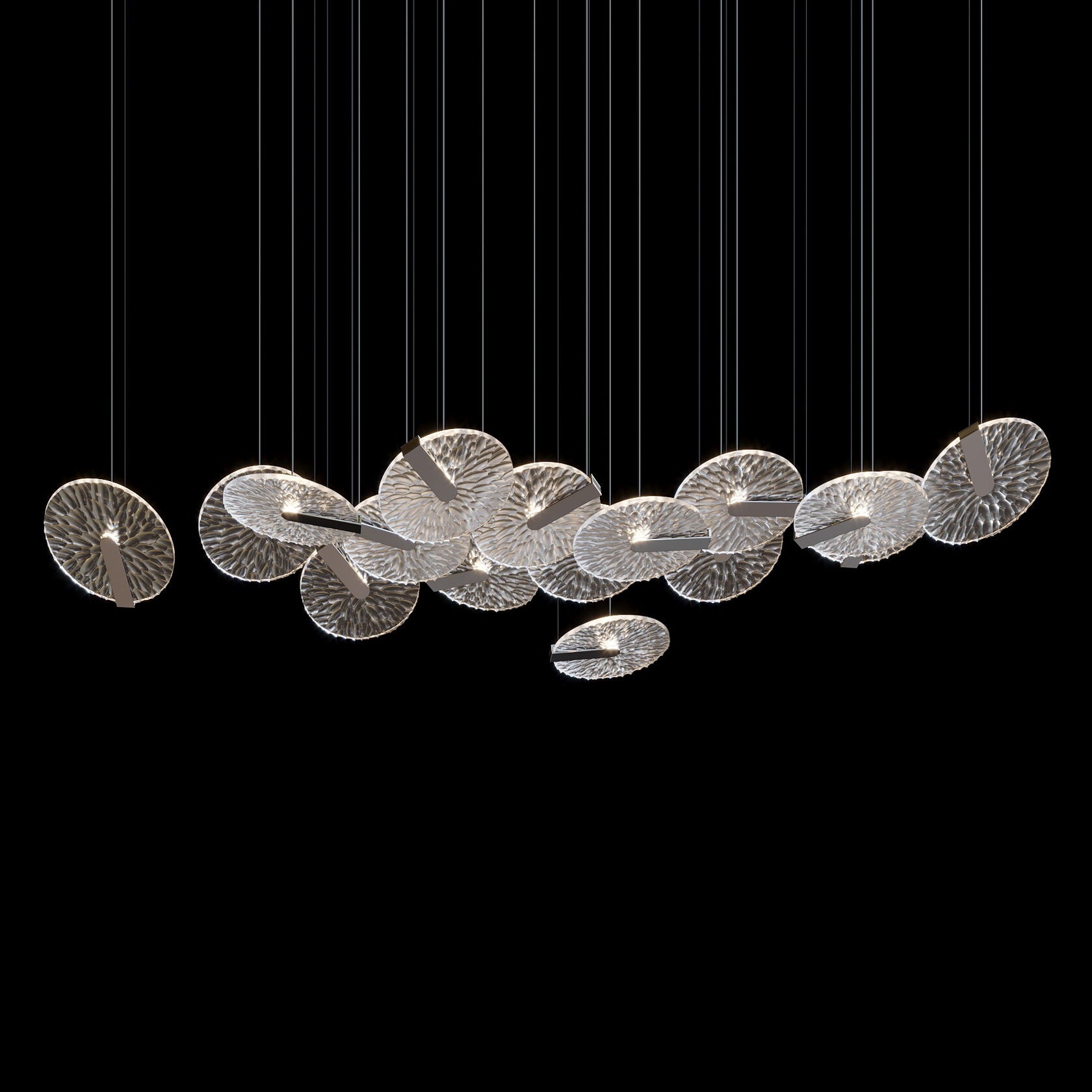 Silver Disc Halo Chandelier