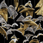 Gold Crystal Bird Flock Chandelier