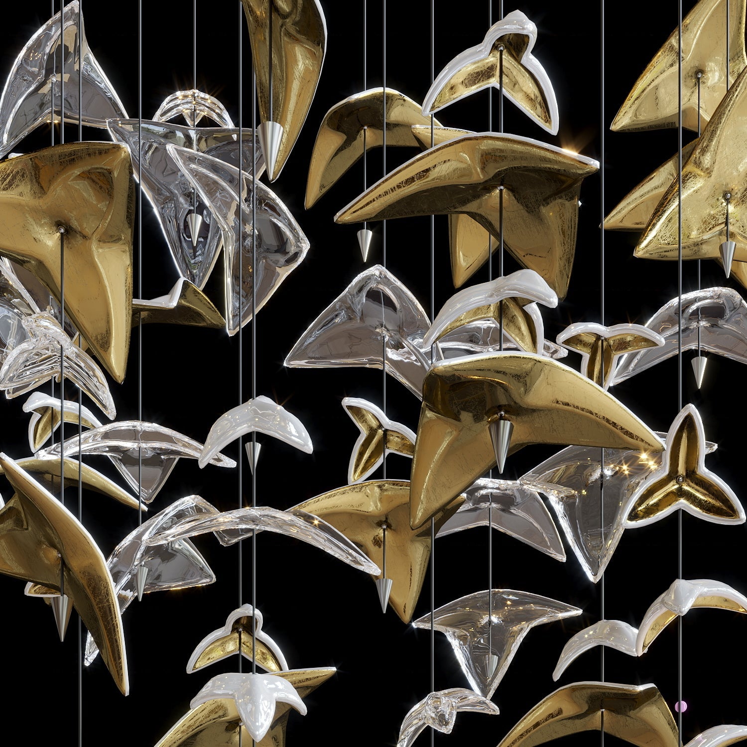 Gold Crystal Bird Flock Chandelier