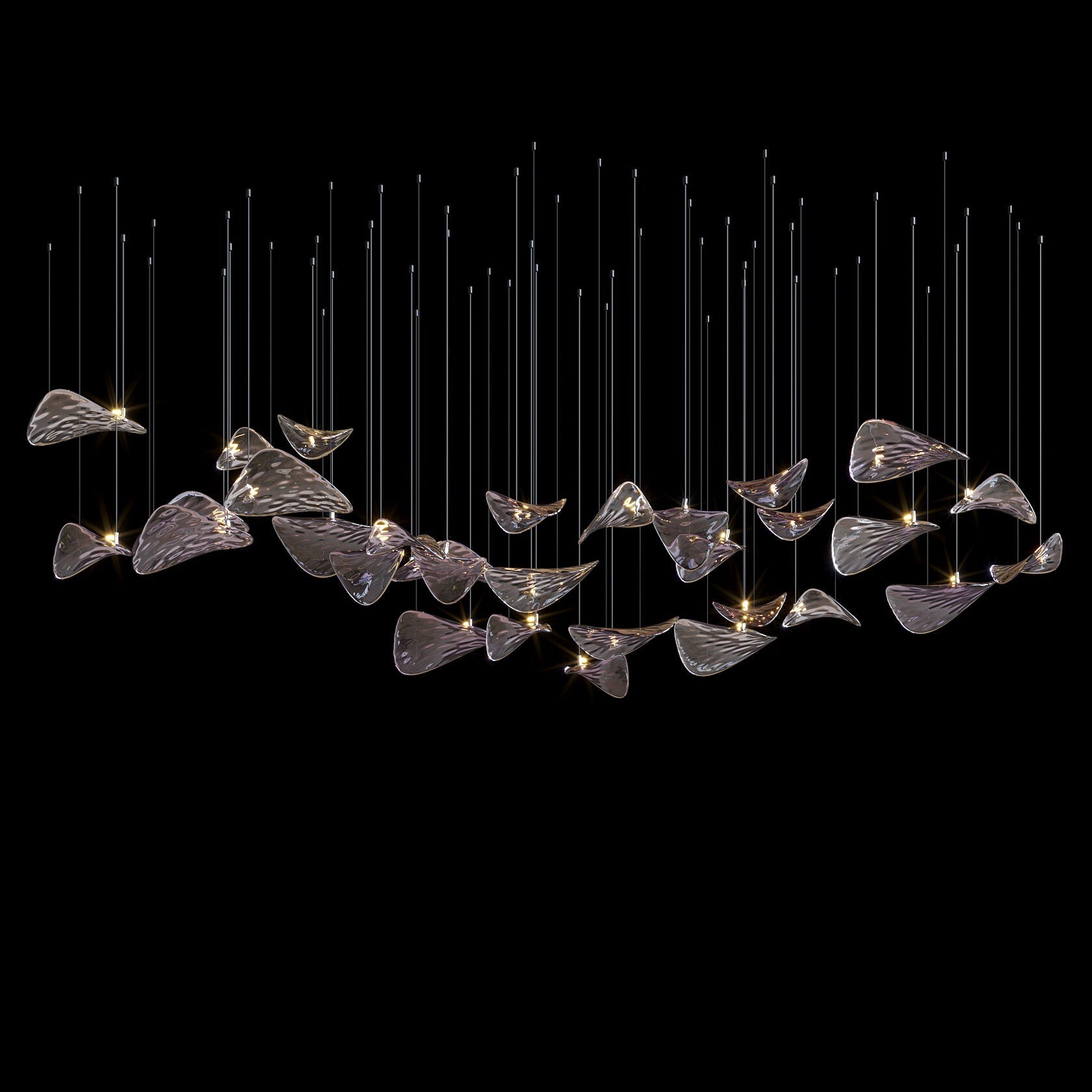 Smoke Manta Cluster Chandelier