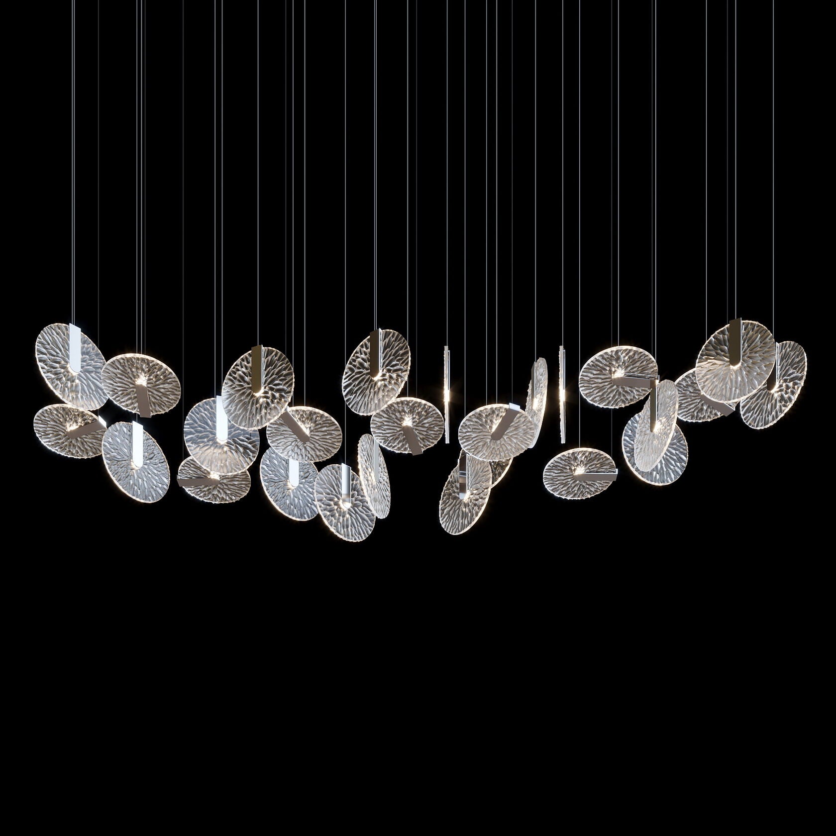 Silver Disc Halo Chandelier