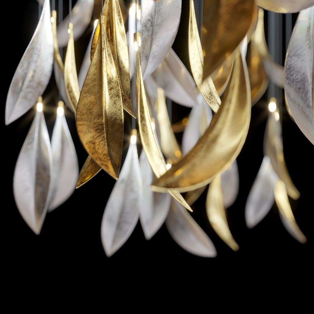 Gold Silver Leaf Rain Chandelier