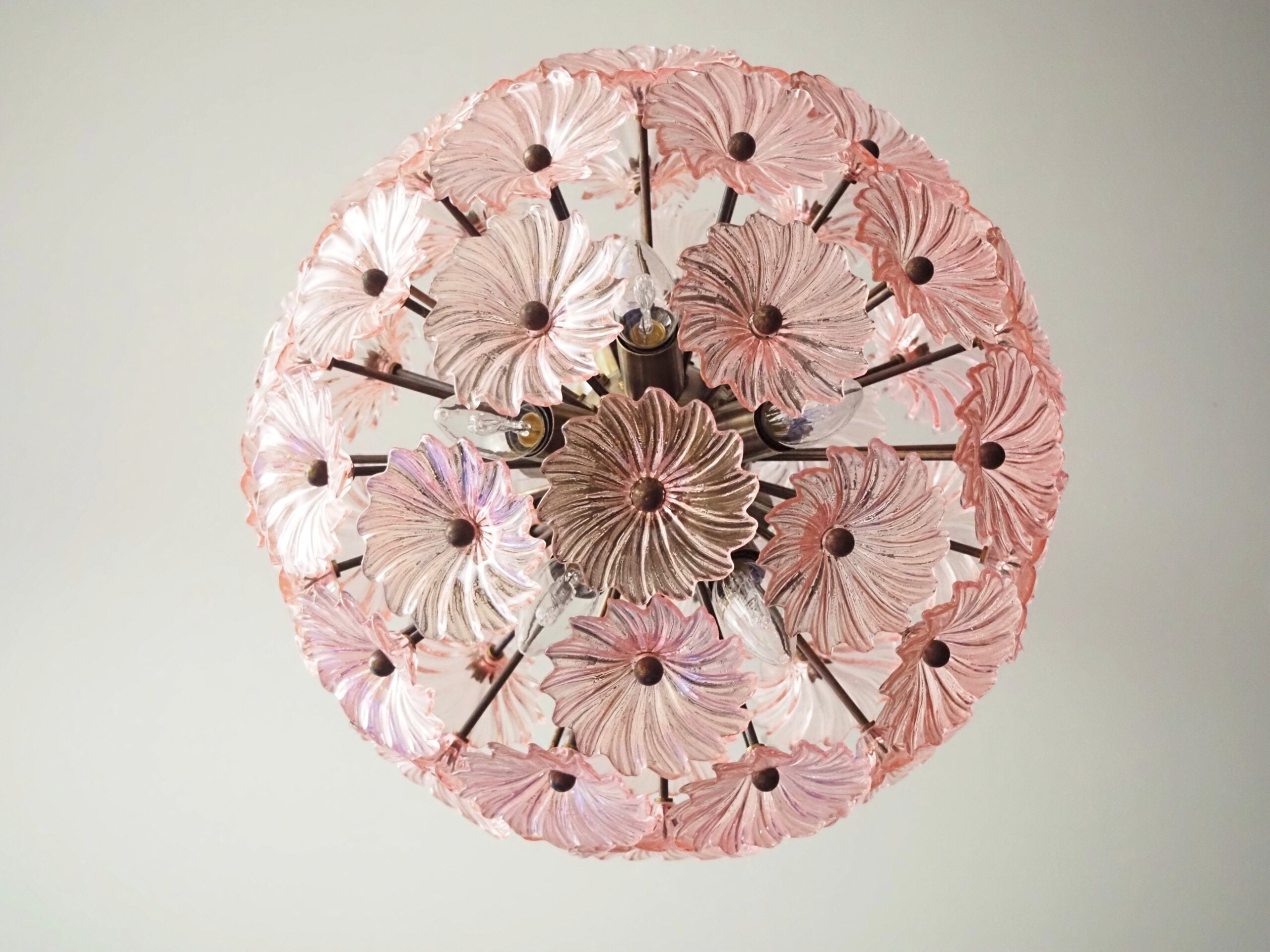 Murano Chandelier | 51 Pink Daisy Glass detail by Bling Lighting Studio