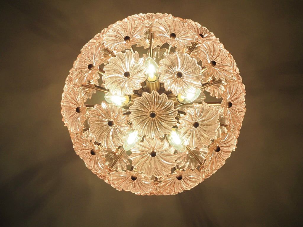 Murano Chandelier | 51 Pink Daisy Glass detail by Bling Lighting Studio