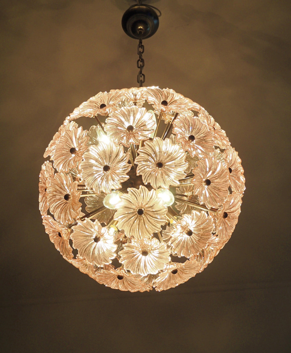 Murano Chandelier | 51 Pink Daisy Glass detail by Bling Lighting Studio
