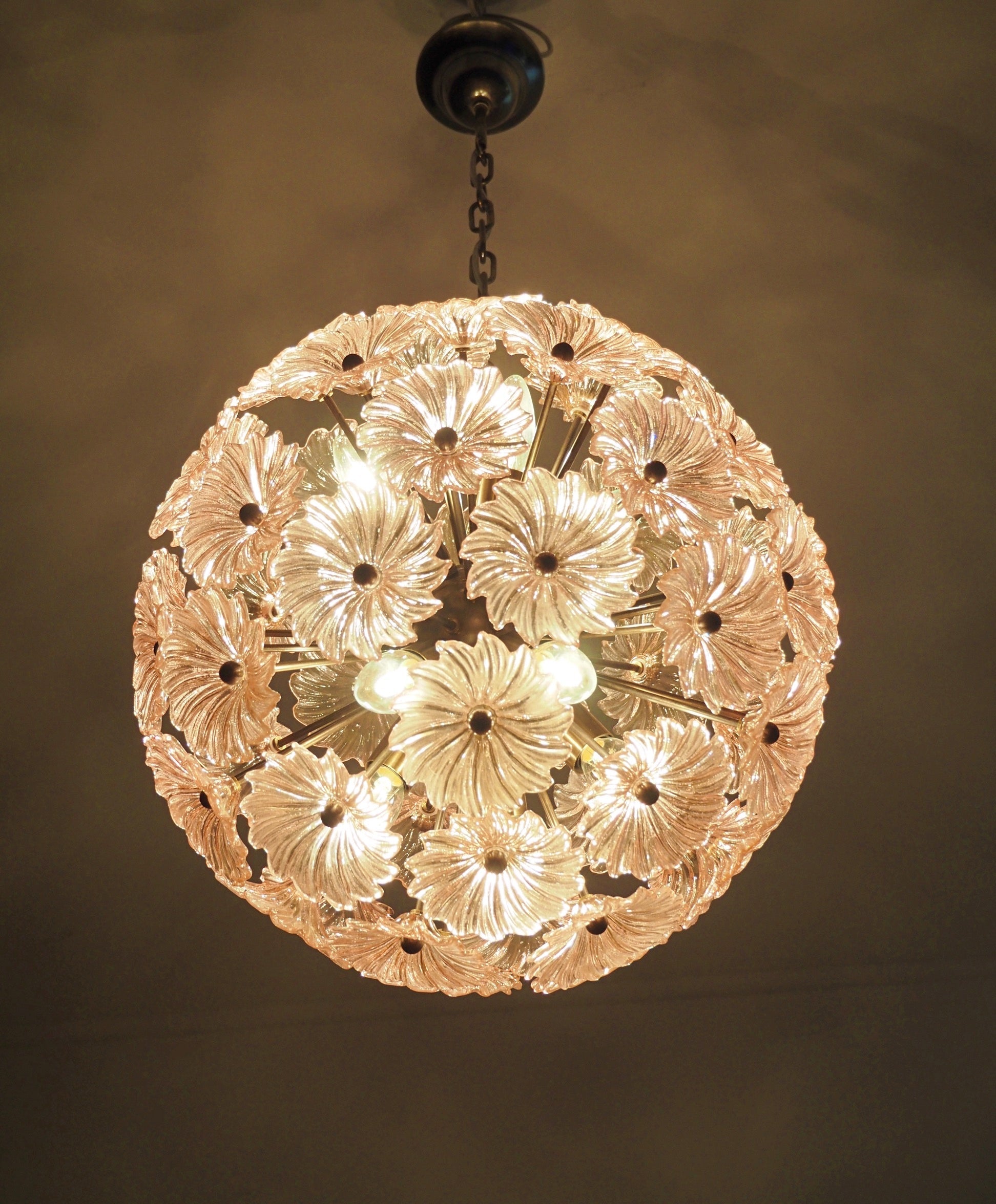 Murano Chandelier | 51 Pink Daisy Glass detail by Bling Lighting Studio