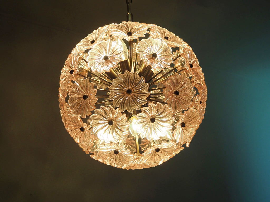 Murano Chandelier | 51 Pink Daisy Glass detail by Bling Lighting Studio