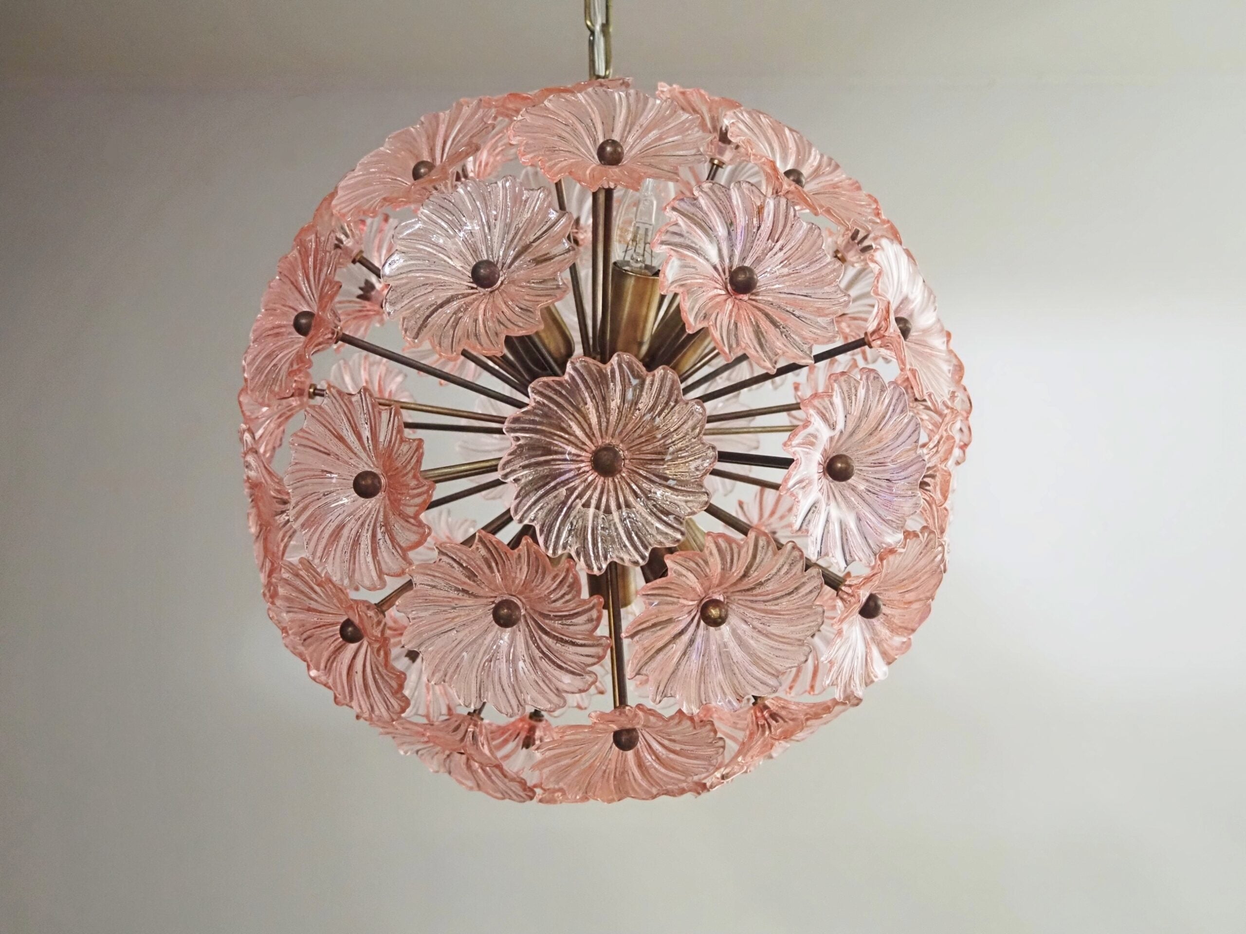 Murano Chandelier | 51 Pink Daisy Glass detail by Bling Lighting Studio