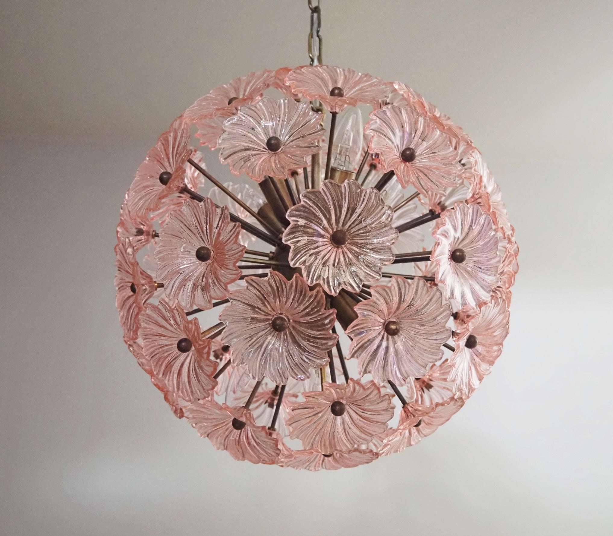 Murano Chandelier | 51 Pink Daisy Glass detail by Bling Lighting Studio