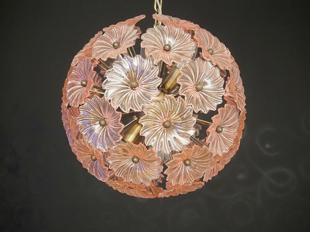 Murano Chandelier | 51 Pink Daisy Glass detail by Bling Lighting Studio