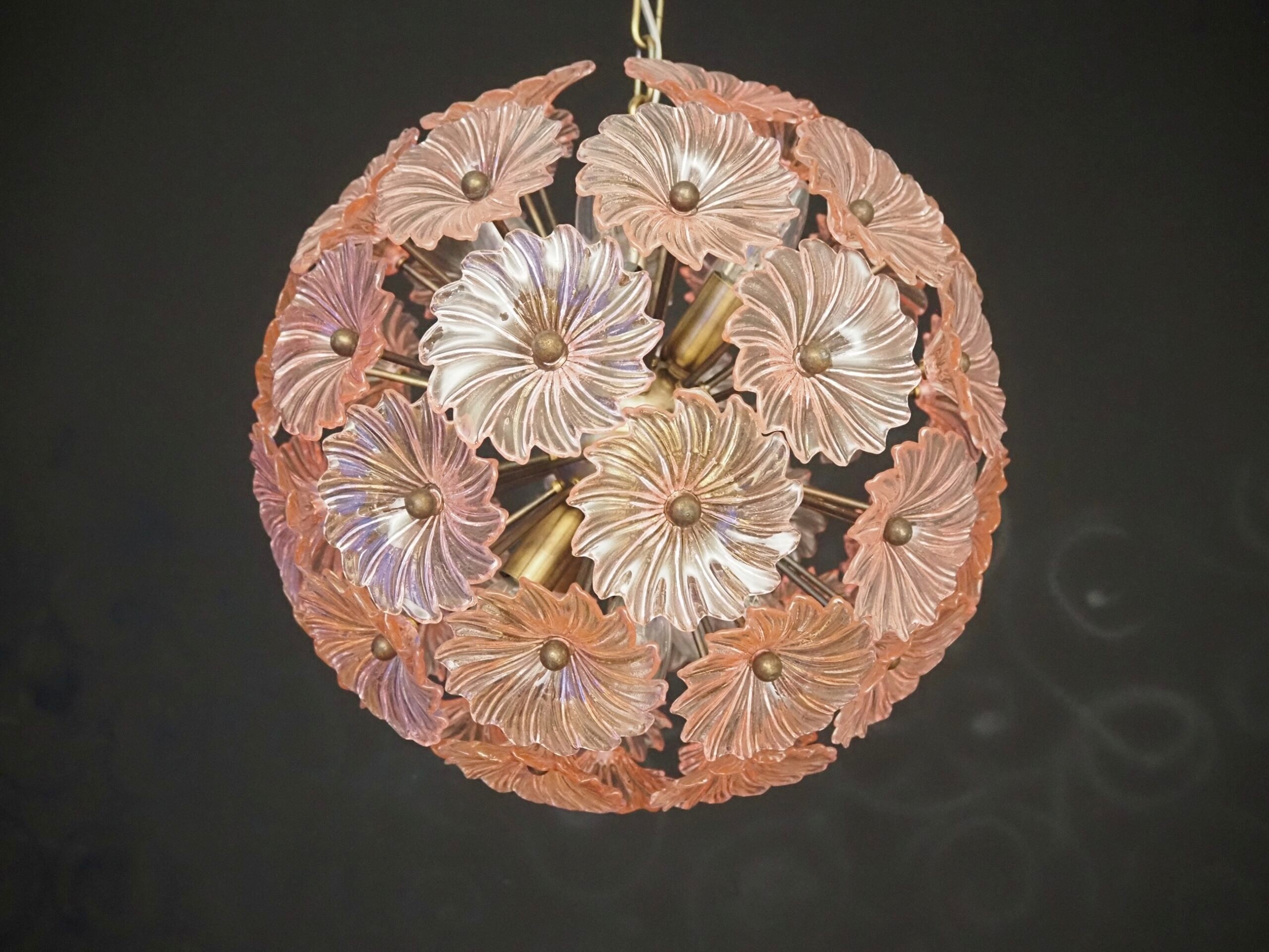 Murano Chandelier | 51 Pink Daisy Glass detail by Bling Lighting Studio