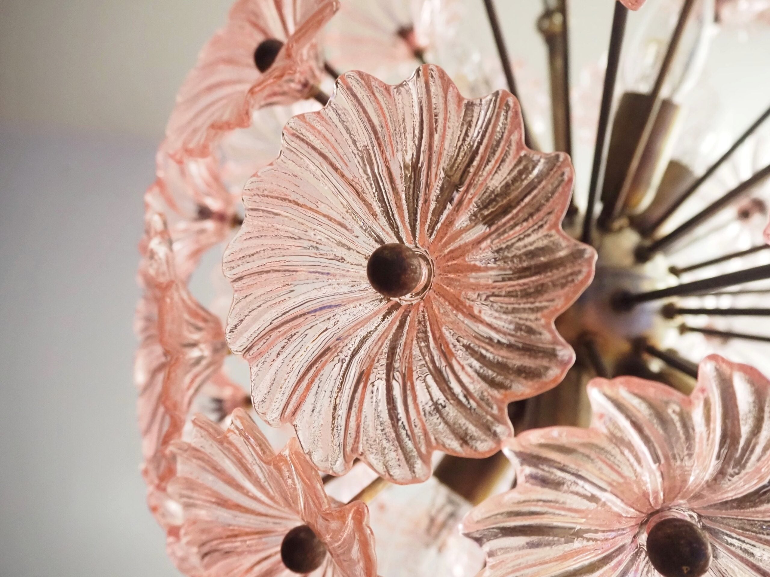 Murano Chandelier | 51 Pink Daisy Glass detail by Bling Lighting Studio