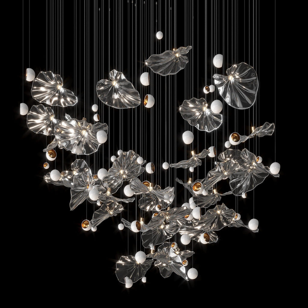 Silver Leaf Pearl Garland Chandelier
