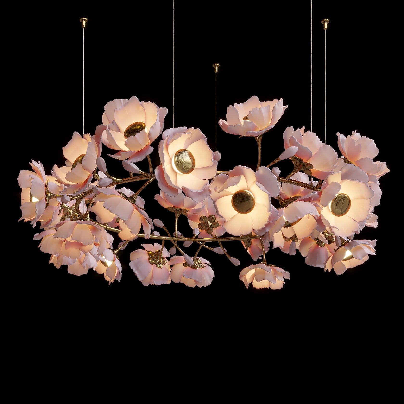 Blush Peony Branch Chandelier