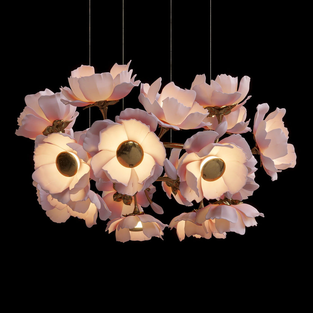 Blush Peony Branch Chandelier